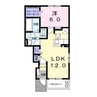 プルミエルB 1LDKの間取り