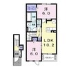 プルミエルB 2LDKの間取り