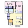 Coral Court 飾磨A棟 2LDKの間取り