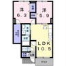 グリーンベルト 2LDKの間取り