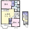 パルトネールF1 2LDKの間取り