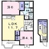 パルトネールF1 2LDKの間取り