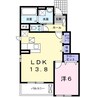 グリーンヴィレヂB 1LDKの間取り