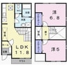 メゾンソレイユ 2LDKの間取り