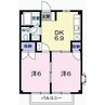 エルガーデンⅠ 2DKの間取り