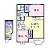 パルトネールF2 2LDKの間取り