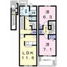 アルメールM 2LDKの間取り