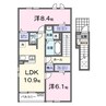 グランベッセルⅠ 2LDKの間取り