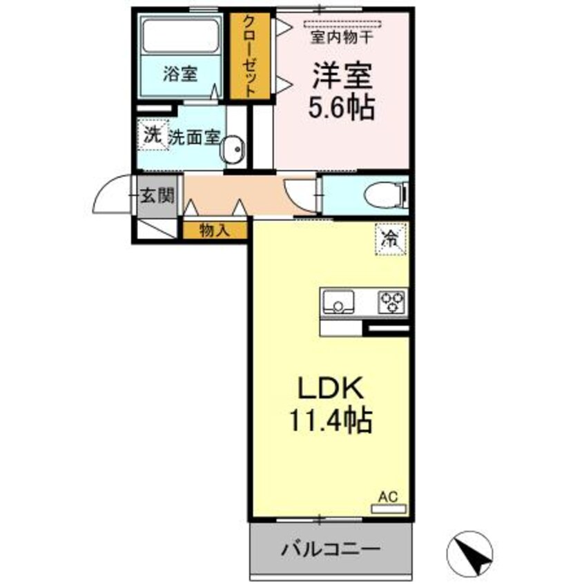 間取図 豊肥本線<阿蘇高原線>/武蔵塚駅 徒歩44分 2階 築3年