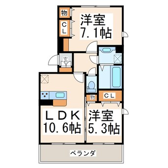 間取図 産交バス（熊本市）/新南部 徒歩3分 1階 築3年