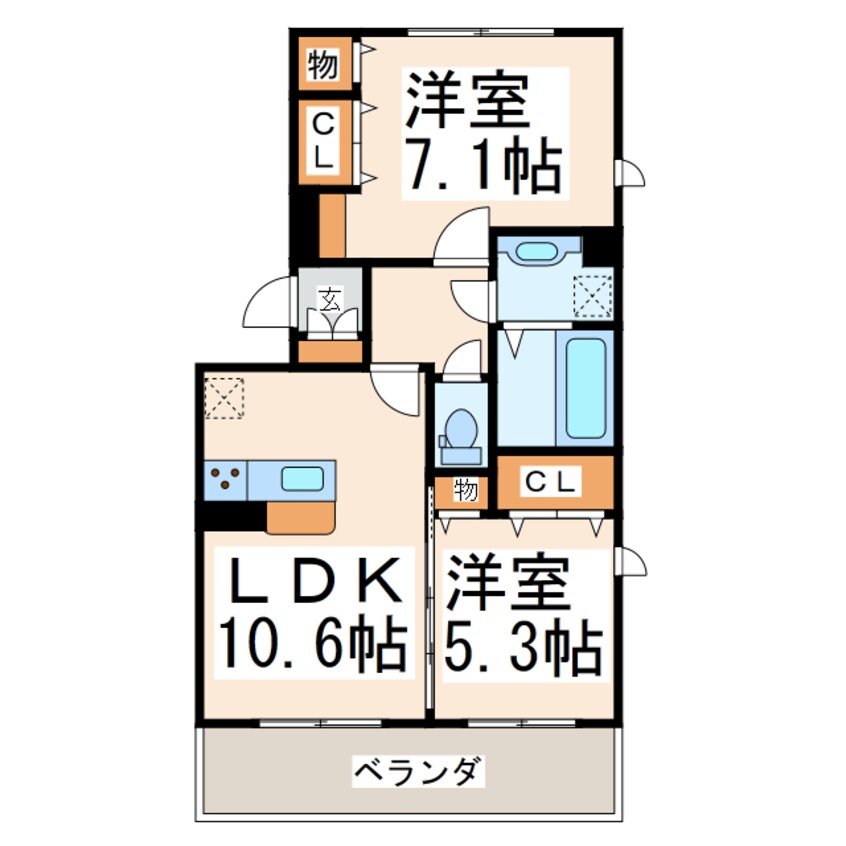 間取図 産交バス（熊本市）/新南部 徒歩3分 1階 築3年