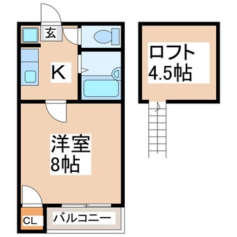 間取図 熊本都市バス（熊本市）/鉄砲塚 徒歩1分 1階 築18年