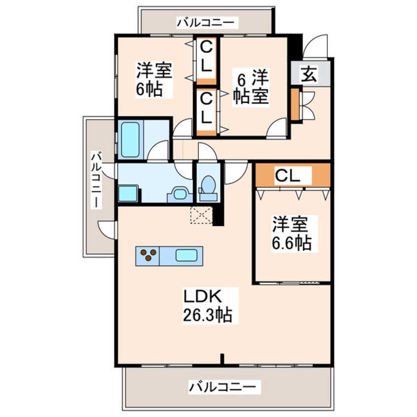 間取図 熊本市営バス/三郎 徒歩3分 4階 築12年