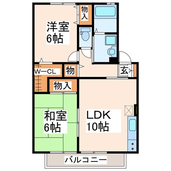 間取図 産交バス（熊本市）/熊本工業専門学校前 徒歩6分 2階 築21年