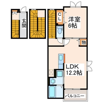 間取図 産交バス（熊本市）/テニスコート前 徒歩3分 3階 築12年