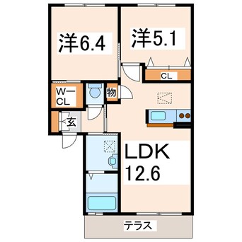 間取図 産交バス（熊本市）/御領 徒歩4分 1階 築12年