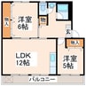 熊本市営バス/帯山中学校前 徒歩4分 4階 築44年 2LDKの間取り