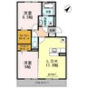 産交バス（熊本市）/松の本 徒歩4分 3階 築12年 2LDKの間取り