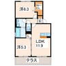ウイングＭＨ　A・B・C棟 2LDKの間取り