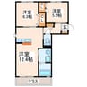 産交バス（熊本市周辺）/松の本 徒歩3分 1階 築14年 2LDKの間取り