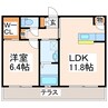 シャーメゾン ヴィブレ 1LDKの間取り