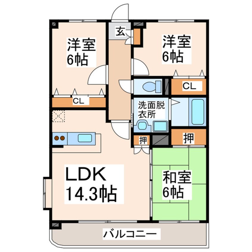 間取図 産交バス（熊本市周辺）/保田窪本町 徒歩3分 1階 築20年