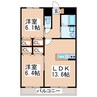 フリューション上南部壱番館 2LDKの間取り