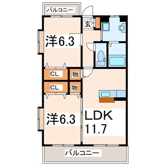 間取図 熊本市営バス/榎団地西口 徒歩2分 4階 築12年