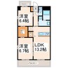 エンパイヤfour保田窪 2LDKの間取り