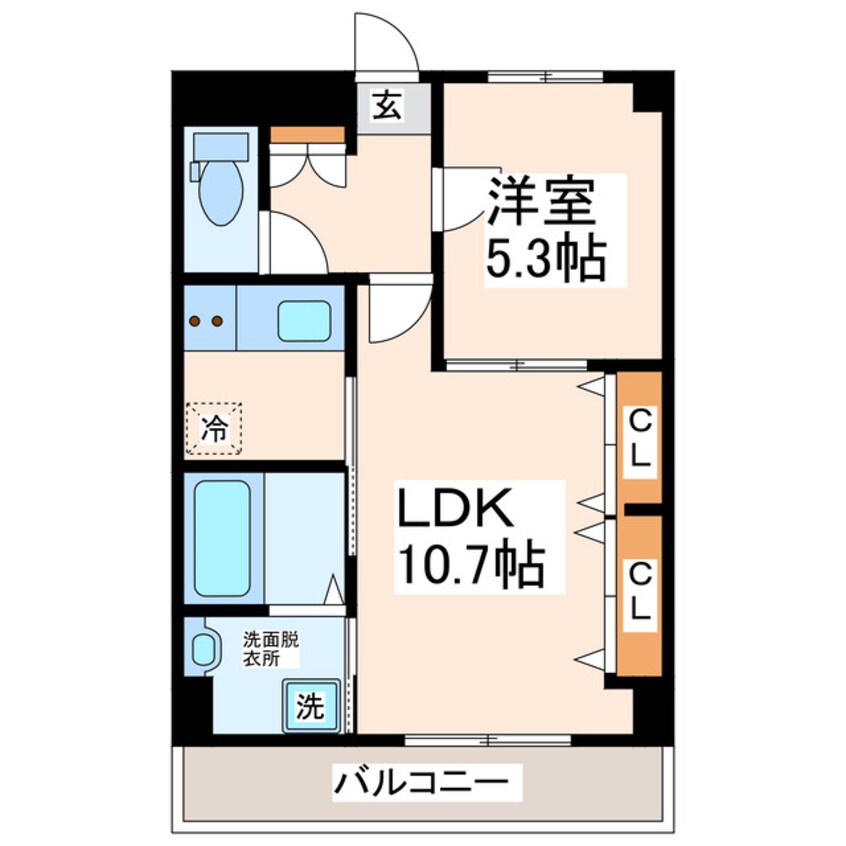 間取図 熊本市電Ａ系統<熊本市交通局>/健軍町駅 徒歩21分 6階 1年未満