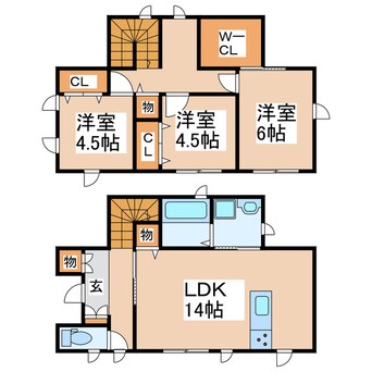 間取図 熊本都市バス（熊本市）/長嶺四ツ角 徒歩8分 1-2階 1年未満