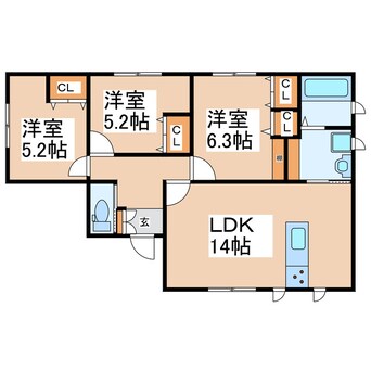 間取図 熊本都市バス（熊本市）/長嶺四ツ角 徒歩8分 1-1階 1年未満