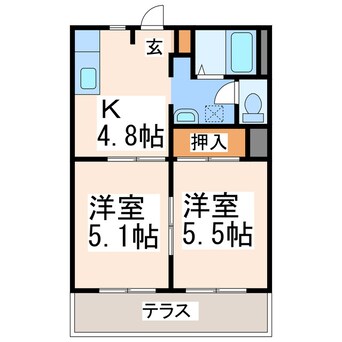 間取図 熊本都市バス（熊本市）/新外入口 徒歩4分 1階 築22年