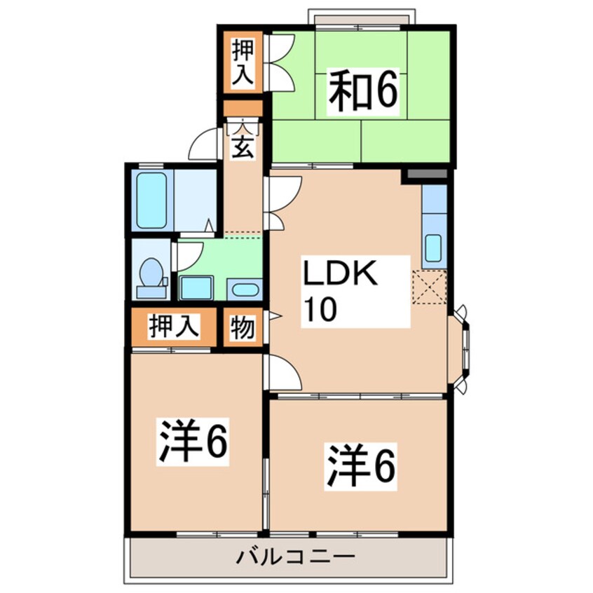 間取図 産交バス（熊本市）/花立 徒歩4分 2階 築32年