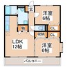 熊本市営バス/山の神 徒歩3分 2階 築18年 2LDKの間取り