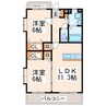 熊本市営バス/東稜高校前 徒歩8分 2階 築17年 2LDKの間取り