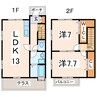 熊本市営バス/若葉小学校前 徒歩5分 1-2階 築16年 2LDKの間取り