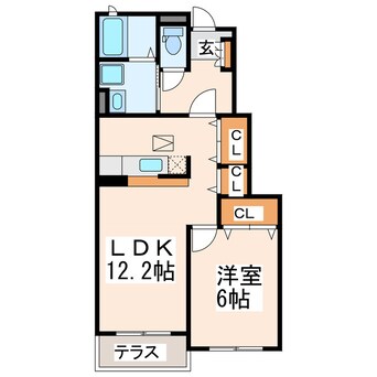 間取図 熊本市電Ａ系統<熊本市交通局>/健軍交番前駅 徒歩37分 1階 築15年