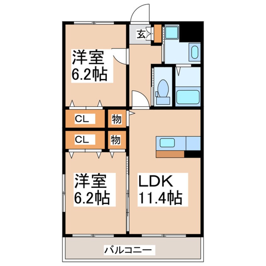 間取図 産交バス（熊本市周辺）/北バイパス竜田陣内 徒歩4分 2階 築11年