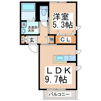 間取図 熊本市電Ａ系統<熊本市交通局>/健軍交番前駅 徒歩2分 1階 築14年