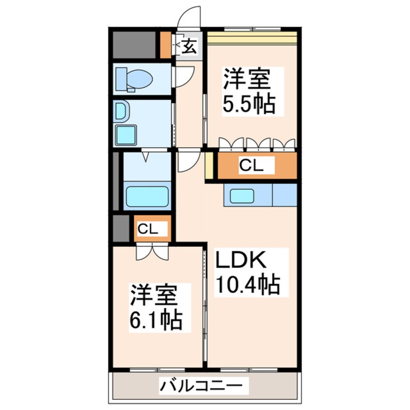 間取図 産交バス（熊本市）/府内古閑 徒歩3分 2階 築13年