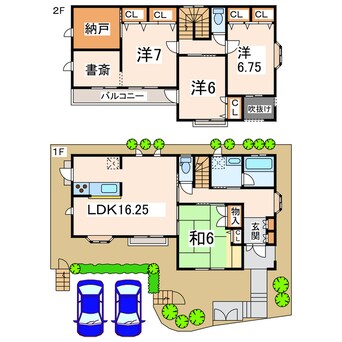 間取図 産交バス（熊本市周辺）/沼山津 徒歩3分 1-2階 築25年