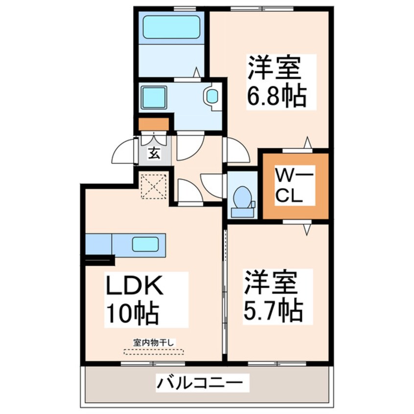 間取図 産交バス（熊本市）/秋津薬局前 徒歩3分 2階 築11年