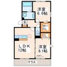 熊本都市バス（熊本市）/セイラタウン南 徒歩1分 1階 築11年 2LDKの間取り