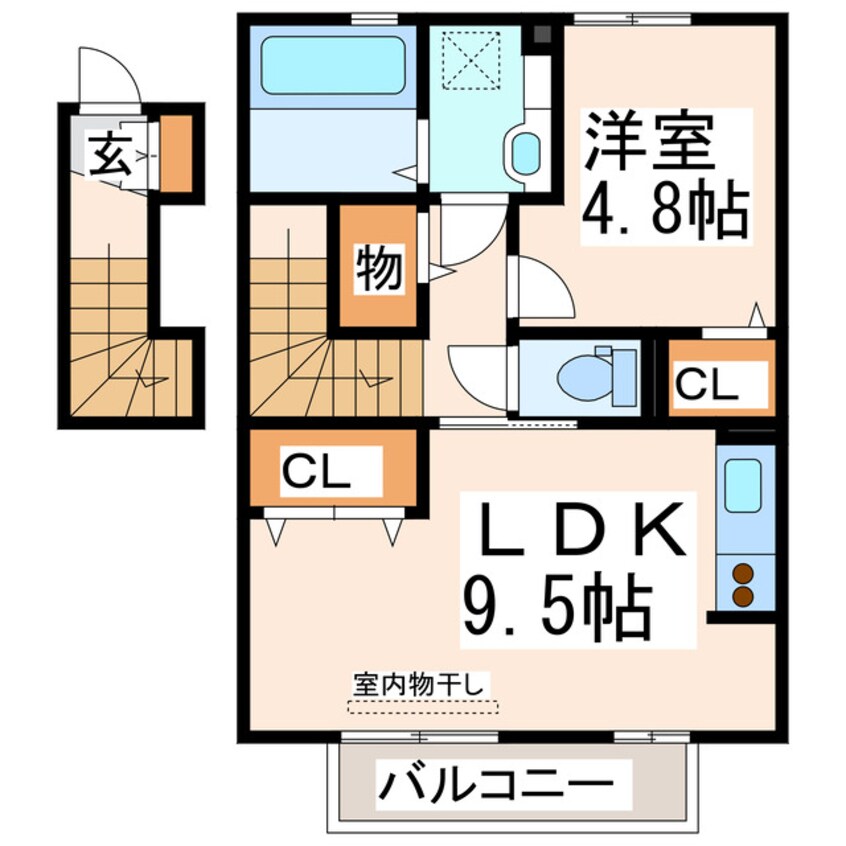 間取図 熊本都市バス（熊本市）/小峯営業所 徒歩2分 2階 築10年