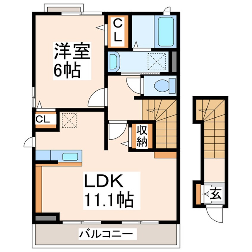 間取図 産交バス（熊本市周辺）/中小峯 徒歩7分 2階 築9年