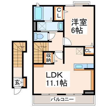 間取図 産交バス（熊本市周辺）/中小峯 徒歩7分 2階 築9年