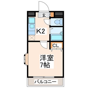 間取図 産交バス（熊本市）/新南部入口 徒歩2分 3階 築25年
