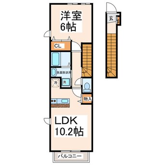 間取図 産交バス（熊本市）/佐土原 徒歩5分 2-2階 築20年