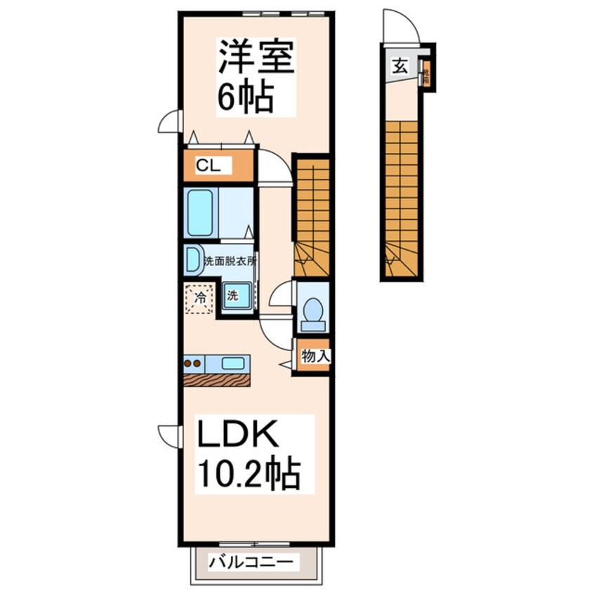 間取図 産交バス（熊本市）/佐土原 徒歩5分 2-2階 築20年